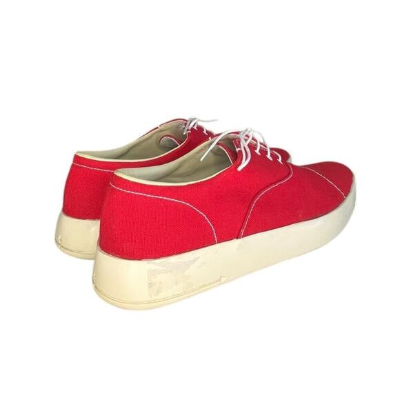 Mens Prada Italian Luxury Lace Up Sneakers Size 8 Red White - Picture 4 of 6